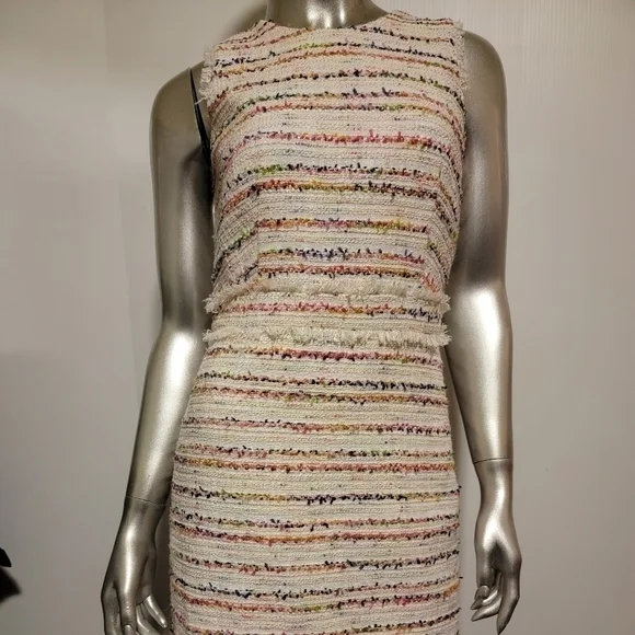 J Crew White Multicolor Tweed Sheath Dress Size 00